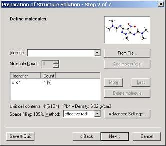 Step 2 of 7: Define molecules (optional)