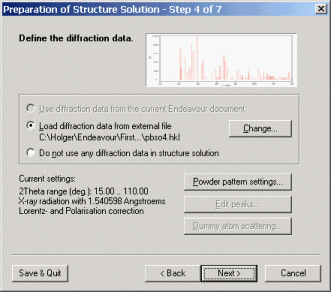 Step 4 of 7: Define the diffraction data