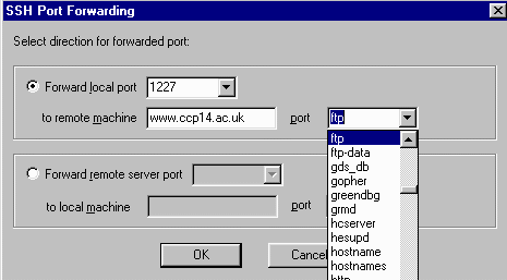 Telling Teraterm to forward/tunnel the FTP control port