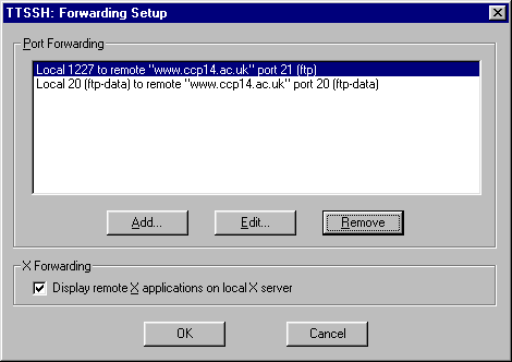 SSH Forwarding Window