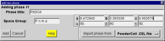 Inputting the Spacegroup and Cell information