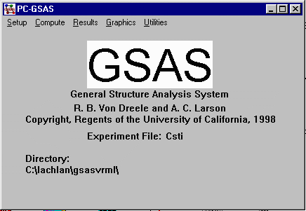 GSAS Starting Screen