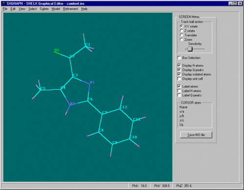 Looking at a structure containing the 
fragment from the Cambridge database with SXGRAPH