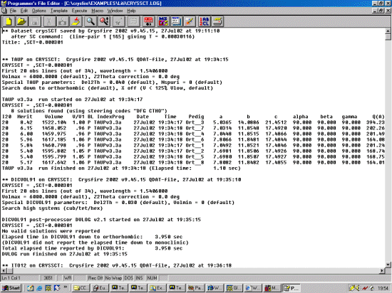 Crysfire LOG file