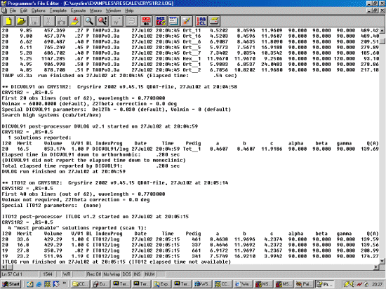 Crysfire LOG file