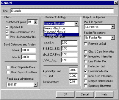 Selecting the Automatic Marquardt Option