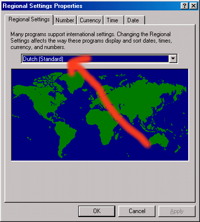 Regional Settings dialog in Windows