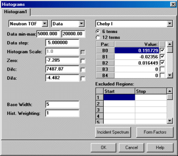 Model, Histograms menu