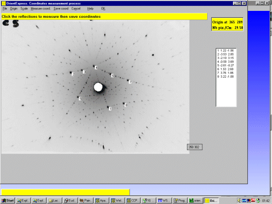 Selecting Laue Spots with the Mouse