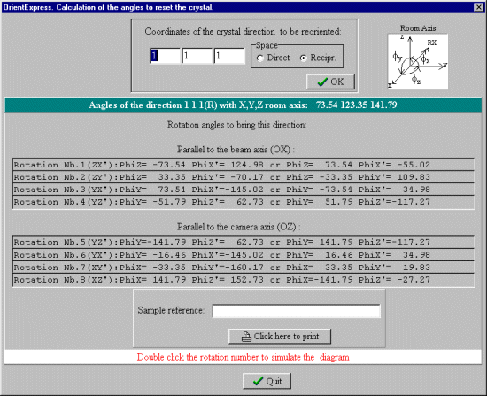 Calculation of Angles to reorient the crystal