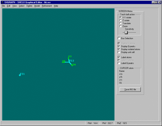 Original atomic positions as shown by SXGRAPH