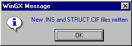 WinGX confirms creation of CIF and Shelx INS file