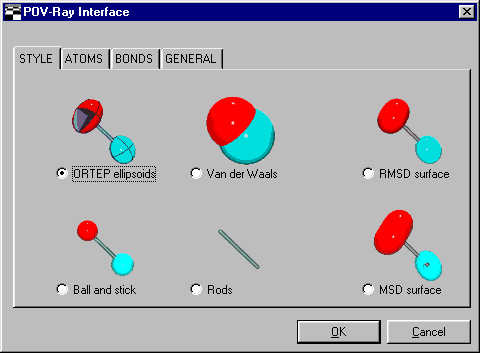 Povray File creation Interface within Ortep-3