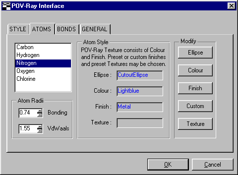 Povray File creation Interface within Ortep-3