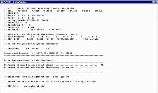 Output Window from Platon