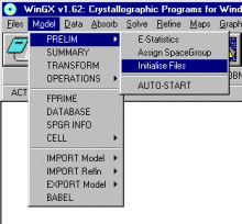 Model, PRELIM, Initiliase Files menu