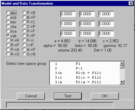 Transformation Option box