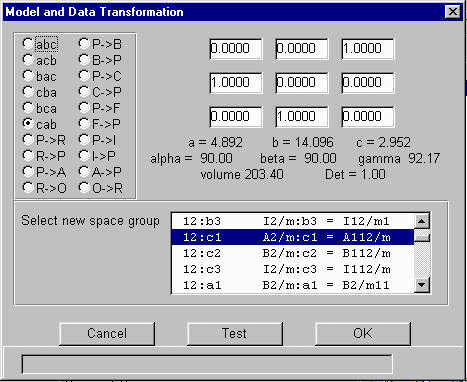 Transformation Option box