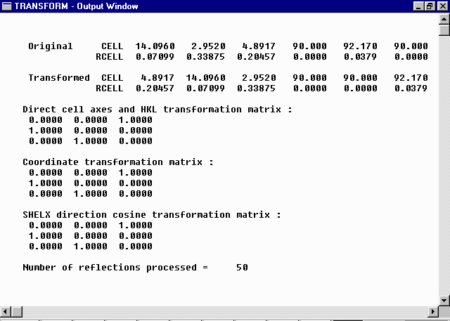 Transformation output